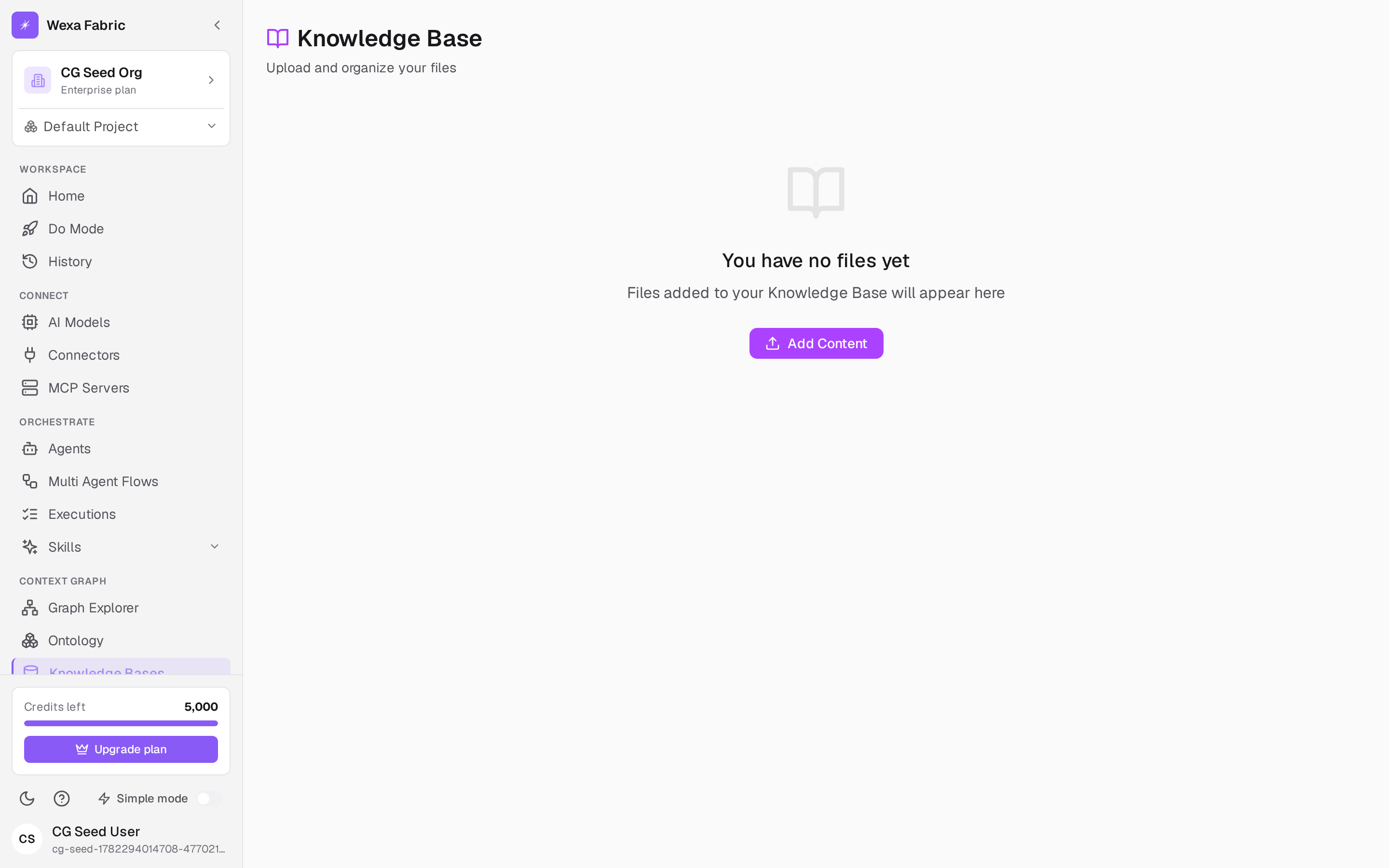 The Knowledge Base view with the Add button.